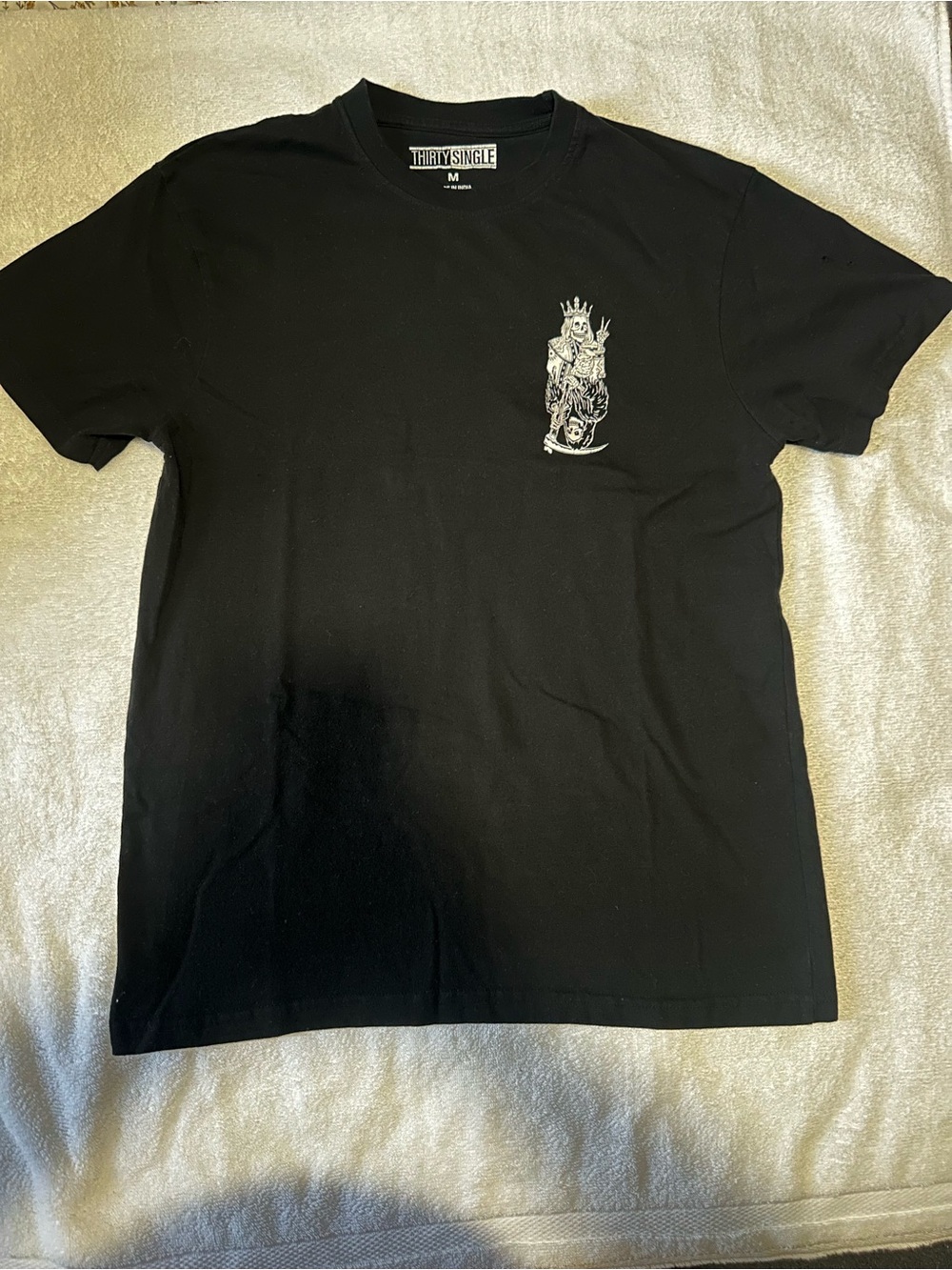 Thirty Single Black Graphic Crew Tee with Crown Motif